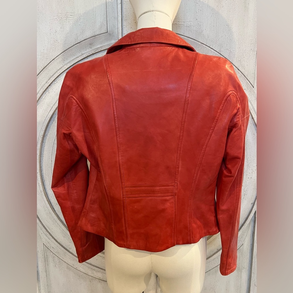 JC Trigon Women's SOFT Red Leather Jacket - Never Worn! - Picture 4 of 5